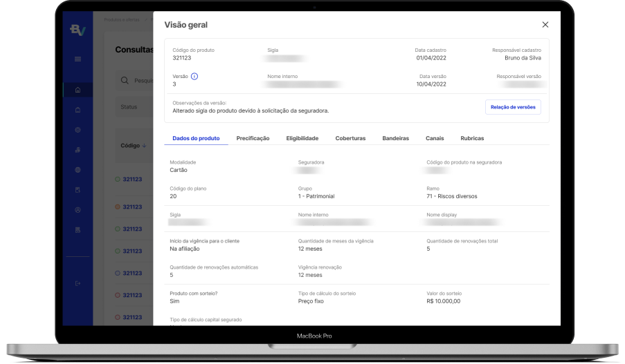 Visão geral do backoffice